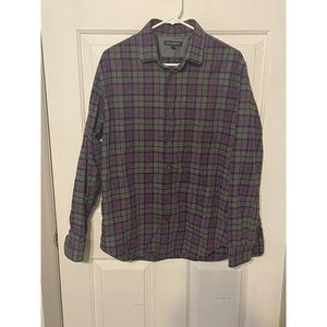 Banana Republic Size Large Womens Purple & Gray Plaid Shirt #Q-4-40